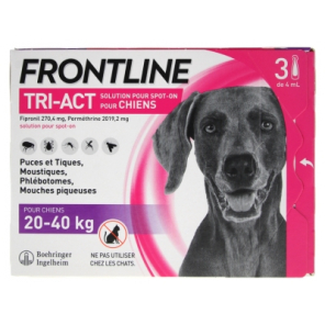 FRONTLINE Tri-Act Chien 20-40KG Pipettes boite de 3