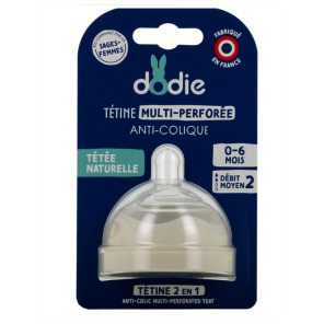 DODIE Tétine Multi-Perforée Anti-Colique 0-6Mois Debit Moyen