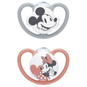 NUK Space Disney Baby 2 Sucettes Silicone 6-18 Mois Modèle : Mickey/Minnie