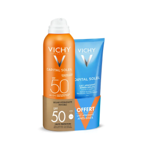 VICHY Capital Soleil Brume Hydratante Invisible SPF50 200ml +Lait Apaisant Après-soleil 100ml Offert