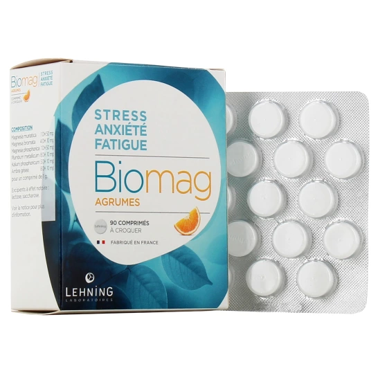 Biomag agrumes stress anxiété fatigue 90 comprimés