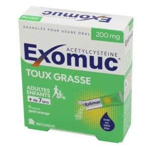 EXOMUC 200MG Toux Grasse Poudre pour Solution Orale Sachets boite de 15