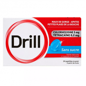 DRILL Maux de Gorges Pastilles Sans Sucre boite de 24