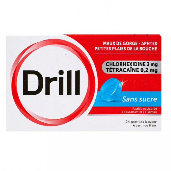 DRILL Maux de Gorges Pastilles Sans Sucre boite de 24