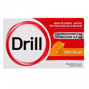 DRILL Maux de Gorge Miel Rosat Pastilles à Sucer boite de 24