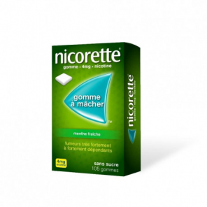 NICORETTE 4MG Gommes à Mâcher Sans Sucre Goût Menthe Fraîche boite de 105