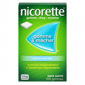 NICORETTE 2MG Gommes à Mâcher Sans Sucre Goût Menthe Glaciale boite de 105
