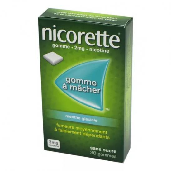 NICORETTE 2MG Gommes à Mâcher Sans Sucre Goût Menthe Glaciale boite de 30
