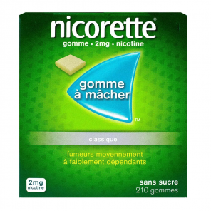 NICORETTE 2MG Gommes à Mâcher Sans Sucre Goût Classique boite de 210