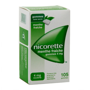 Nicorette menthe fraiche 4mg sans sucre 105 gommes à mâcher